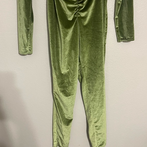 NWT PLT Shape Olive Velvet Tie Front Crop Top with Matching Velvet Tights Size 8 - Picture 7 of 9